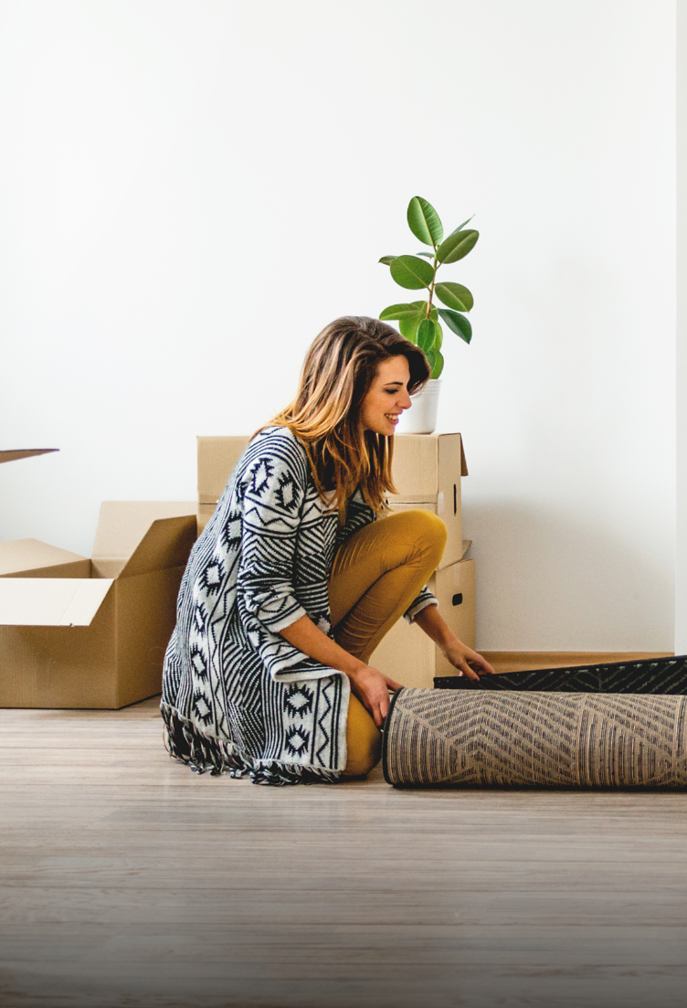 Person in Exhibit living room